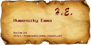 Humenszky Emma névjegykártya